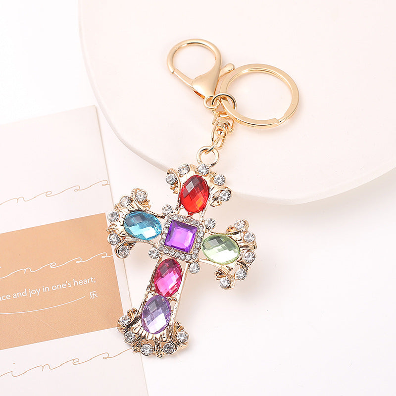 Wholesale Alloy Diamond Cross Key Chain